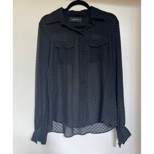 Derek Lam Sheer Black Silk Button Front Blouse